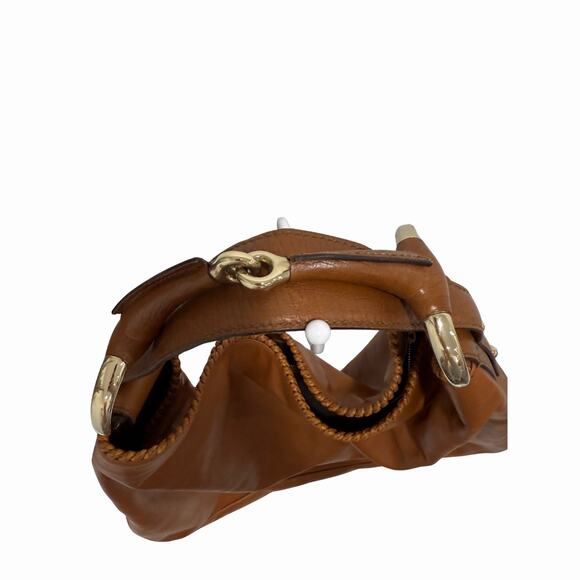 Gucci Leather Large Hobo Shoulder Bag Chain Horsebit Detail Light Brown - Picture 4 of 5